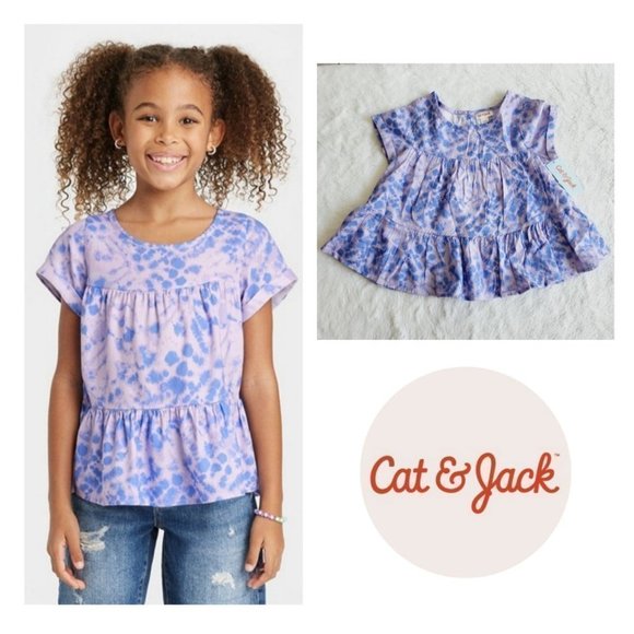Cat & Jack Other - Cat & Jack, Girls' Short Sleeve Tiered Woven Shirt, 3KIDA-BQ